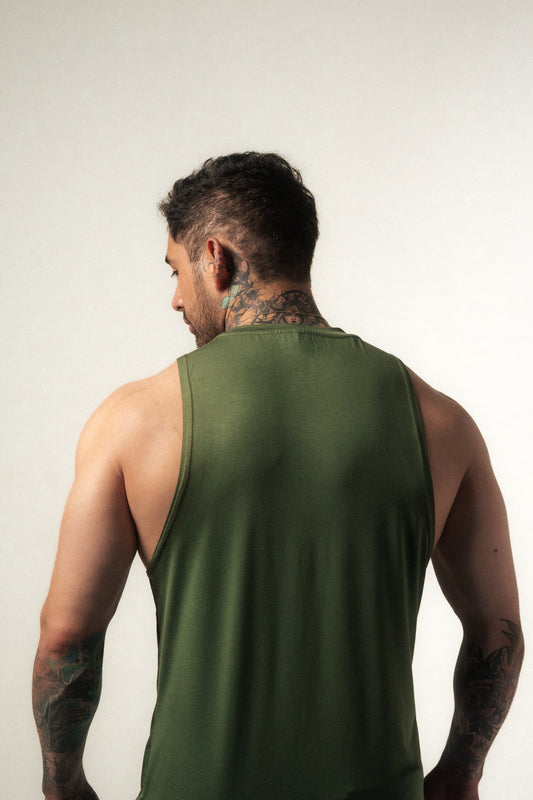 Muscle tank de bambú Verde olivo