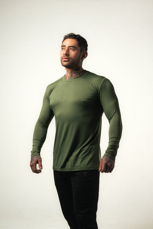 RISE- Playera de manga larga-Verde Olivo